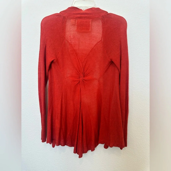 Angel of the North Anthropologie Women XS Orange Linen Cardigan Open Front - Picture 9 of 10